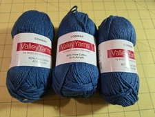 3 Valley Yarns Conway Pima Cotton/Acrylic  127yds Deep Blue