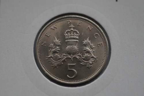 gb 1971 uncirculated - definitive - five pence 5p coin