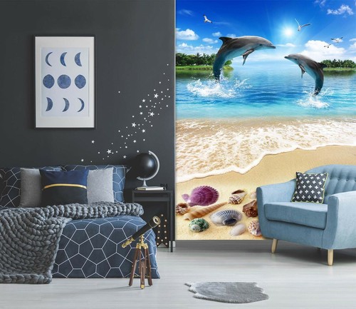 3D Dolphin Sun 1010NA Jesús Religión Dios Papel de Pared Impresión de Pared Calcomanía Mural Ava - Imagen 1 de 6