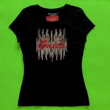 GUESS Los Angeles Women’s Short Sleeve T-Shirt MEDIUM Black w/Red, Silver, Pink
