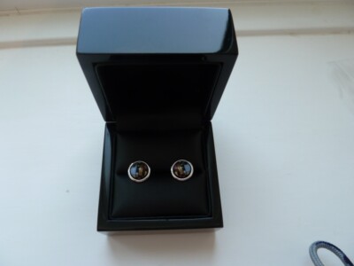 Fab  Frey Wille Manhattan Cabochon Stud Earrings White Rhodium Plated