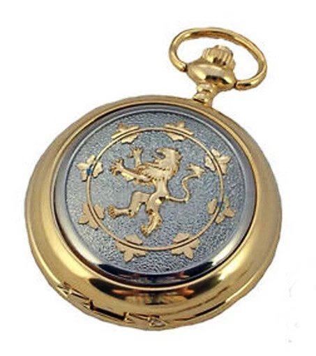 GOLD SCOTLAND LION MECHANICAL POCKET WATCH Perfect Scots Gift AEW Engraved FREE