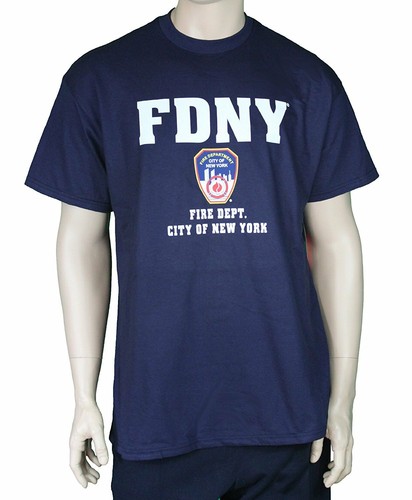 MENS NAVY FDNY T-SHIRT FIRE DEPT BLUE 