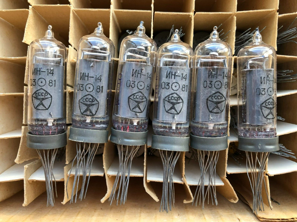 25x IN-14 NIXIE TUBE for CLOCK (NEW, NOS, LONG PINS, 70-80-s) TESTED ...