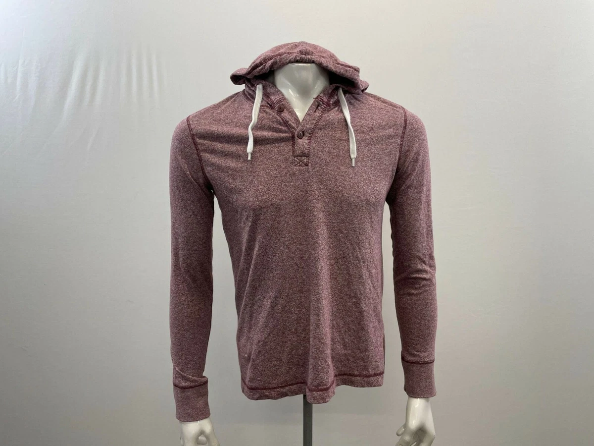 Hu0026M L.O.G.G Men's Hooded Long Sleeve Shirt Size Medium Button Up V Neck  Burgundy | eBay