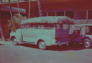 Hawaiian Village 1940's Dodge Hilo Sampan Honolulu Hawaii: 1950's 35mm Slide