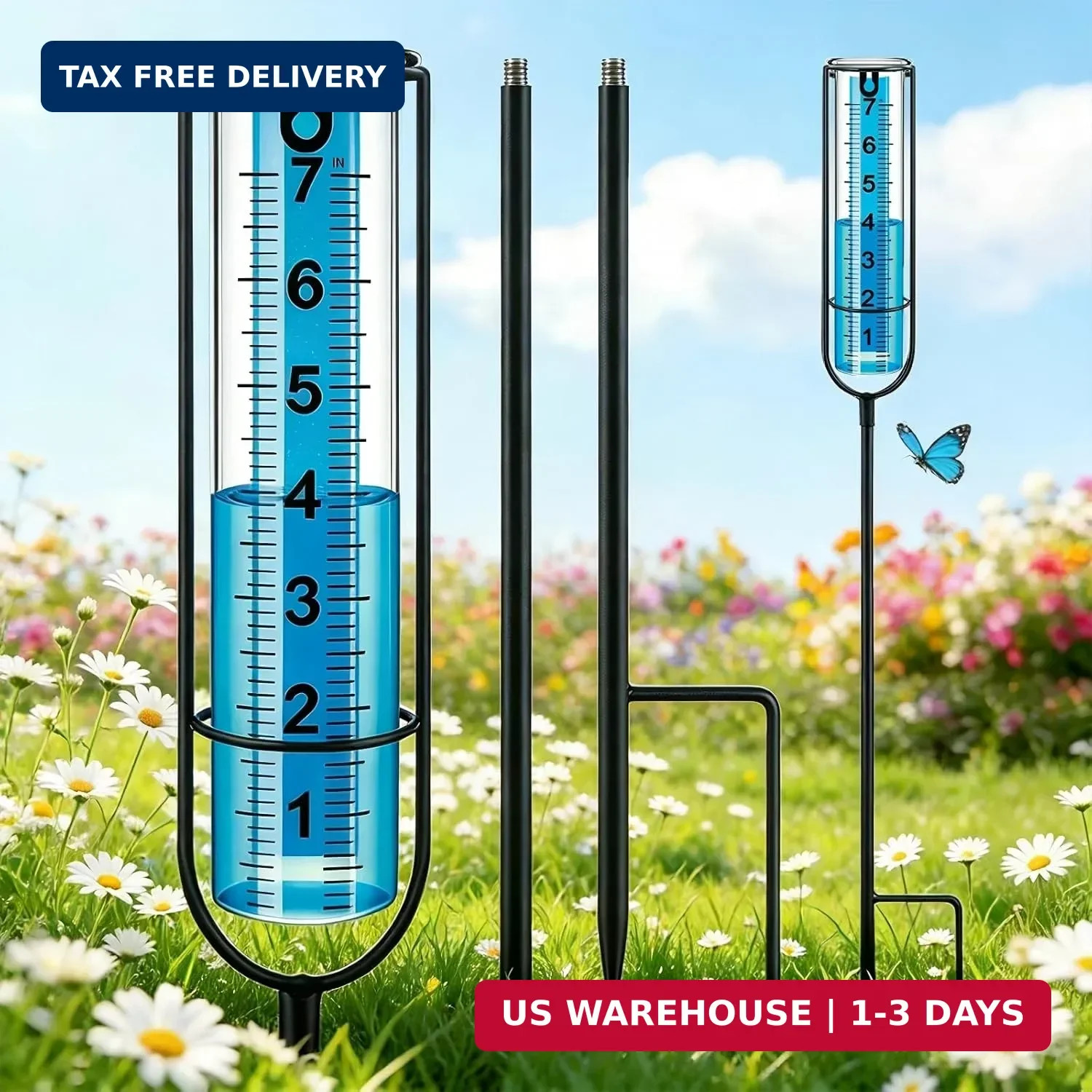 Rain Gauge, 7" Freeze Proof rain Gauge Outdoor Best Rated, Rain gauges for Yard