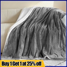 Sherpa Fleece Blanket Single Double King Reversible Fluffy Warm Sofa Bed Throw