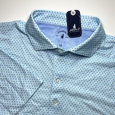 Johnnie-O Performance Golf Polo Geometric Print Riviera Blue Men's Medium - New