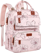 Diaper Bag Backpack, Baby Girl Diaper Bag for Mom, Large Pink Floral Diaper Bag