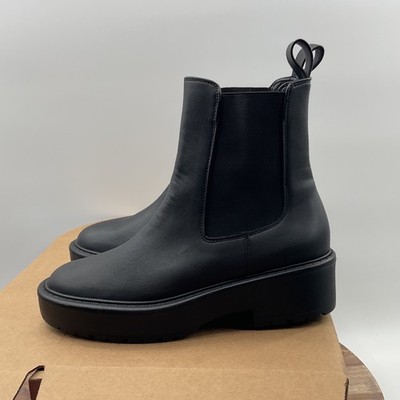Steve Madden Womens Black Platform Lug Sole Chelsea Ankle Boots Pull On