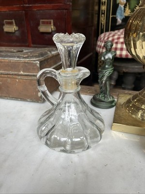 Vintage - 4¾'' Anchor Hocking Clear Glass Vinegar Oil Cruet w/ Stopper