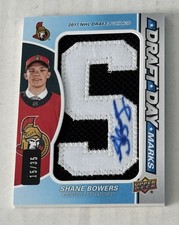 Shane Bowers 2020-21 UD SP Game Used Draft Day Marks Letter S Patch Auto /35 RC