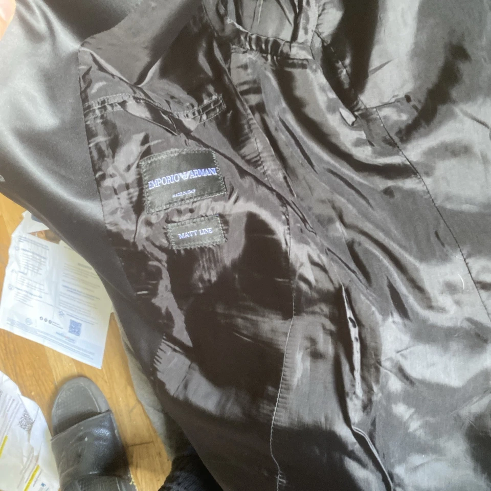 Jaqueta Emporio Armani Matt Line smoking peito duplo preto smoking blazer tamanho 52 - Imagem 3 de 4