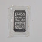 Johnson Matthey 1 oz .999 Fine Silver Bar 1 Ounce Total Precious Metal Content
