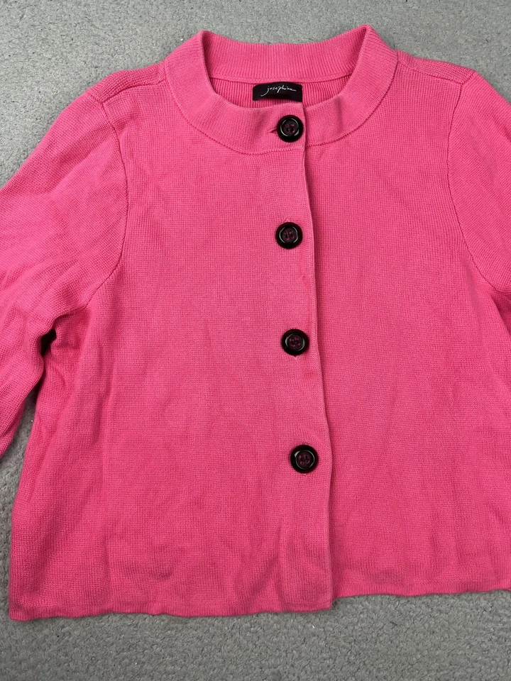 Josephine Suéter Mujer XL Rosa Botón Frontal Algodón Manga 3/4 Cárdigan Recortado Foto 2 de 4