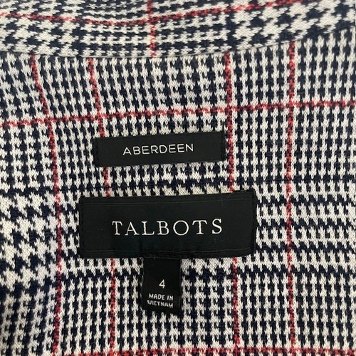 Talbots Navy Red Gray Glen Plaid Blazer Jacket Size 4 Classic Preppy Equestrian - Picture 5 of 7