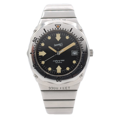 Vintage Eberhard & Co. Scafograph 1000 Men's Quartz Wristwatch Steel With Box