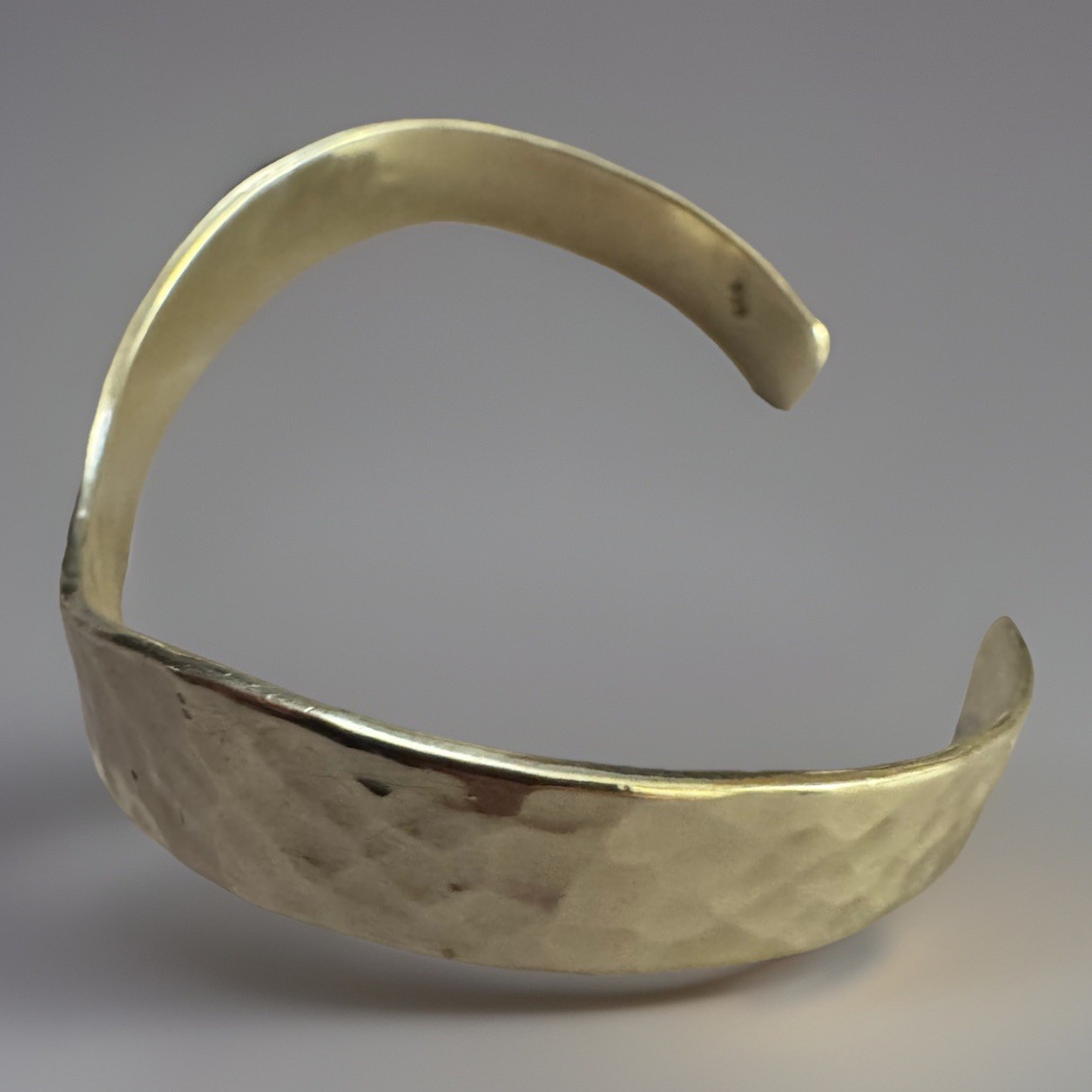 Solid Sterling Silver 925 Hammered Cuff Bangle Br… - image 1