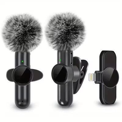 Kabelloses Lavalier Mikrofon mit winddichter Abdeckung Audio Video Aufnahme Mini Mikrofon