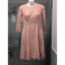 Eliza J Size 0P Blush Pink Floral Lace Fit & Flare Dress 3/4 Sleeve