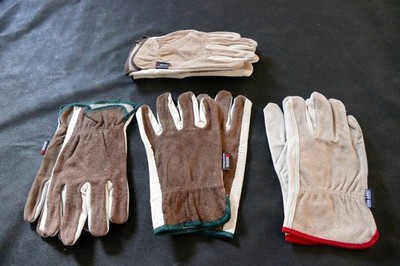 Split Genuine Cowhide Leather Gloves Work Garden, Farming 4 Pack small size mens
