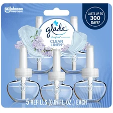 Glade PlugIns Refills 5ct – Clean Linen Scent, Air Freshener with Essential Oils