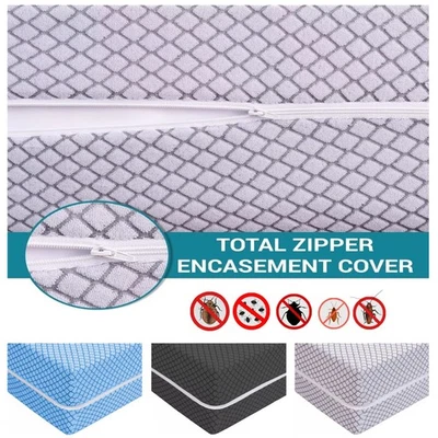 MIA Zipped Mattress Protector Anti Bed Bug Encasement Fitted Sheet Cover Double Bed