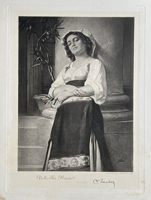 Antique 1897 Dolce Far Niente Photogravure Print Fr. Artist Charles Landelle EMF