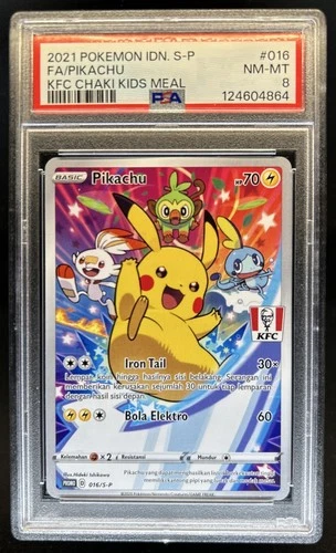 2021 Pokemon Indodesian Pikachu KFC Chaki Kids Meal #016/S-P PSA 8