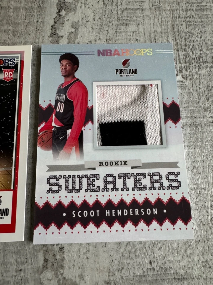 2023-24 NBA Hoops Scoot Henderson Rookie Sweaters Relic RSW-SCO & base RC 232 - Image 4 of 4