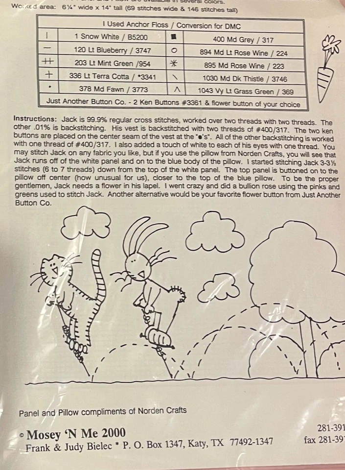 NEW JACK THE RABBIT Easter--Carrot--Sharp Dresser--Counted Cross Stitch Pattern - Image 2 of 3