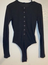 NWT Fashion Nova Get Comfy Black Bodysuit BWT1161 Size Medium Button Down