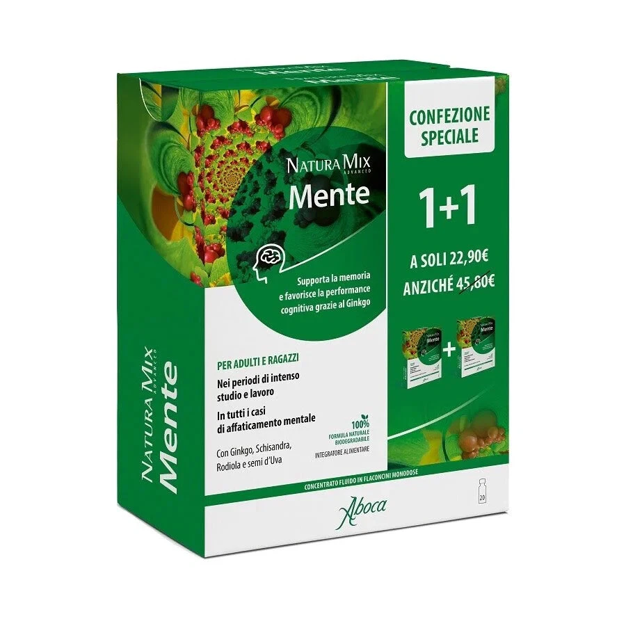 aboca natura mix advanced mente 10 flaconcini da 15g + 10 flaconcini OFFERTA