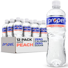 Propel Peach, Zero Calorie with Electrolytes  Vits C E, 24 Fl Oz, Pack of 12