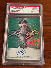 JACOB LINDGREN 2014 LEAF VALIANT GREEN REFRACTOR ROOKIE AUTO PSA 10 GEM MINT