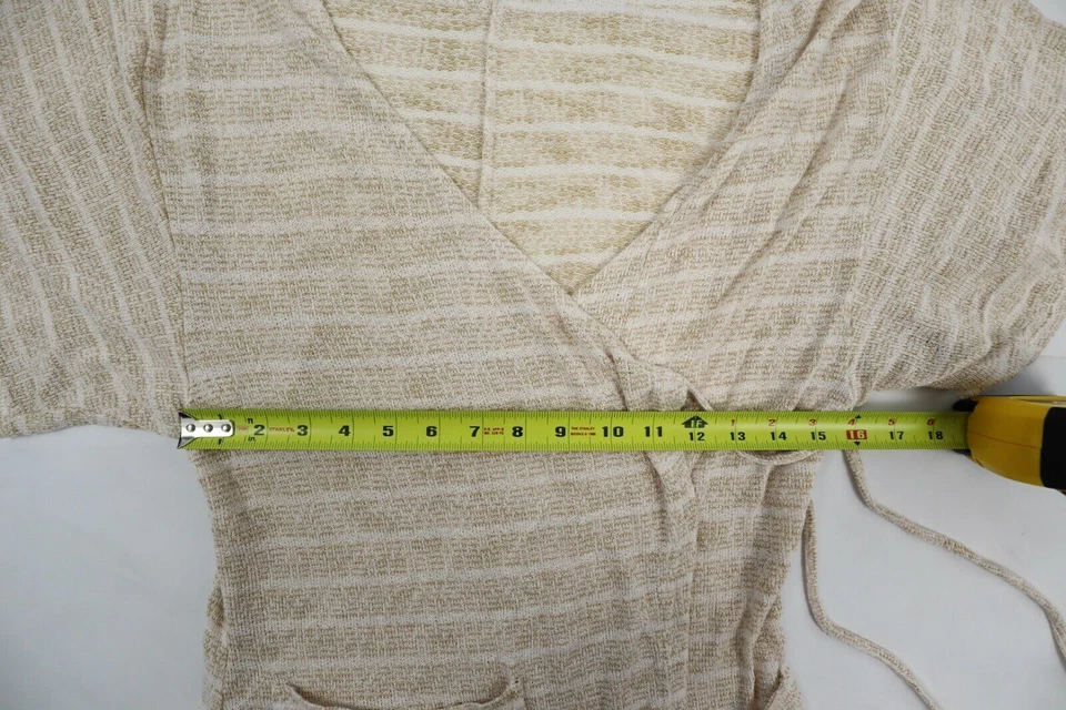 Mameluco L*Space para mujer talla M (mediano) imitación envoltura corbata bolsillos cuello en V beige rayas Foto 4 de 4