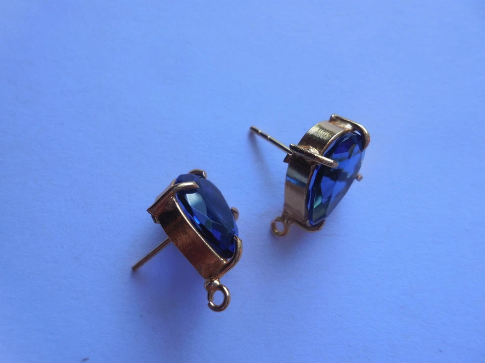 2件装水质坦桑石蓝色石英耳柱珠宝制作宝石耳钉连接器 — 第 2/4 张图片