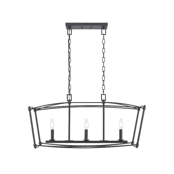 Large Chandelier Home Decorators 3-Light Brushed Matte Black - Image 4 of 4