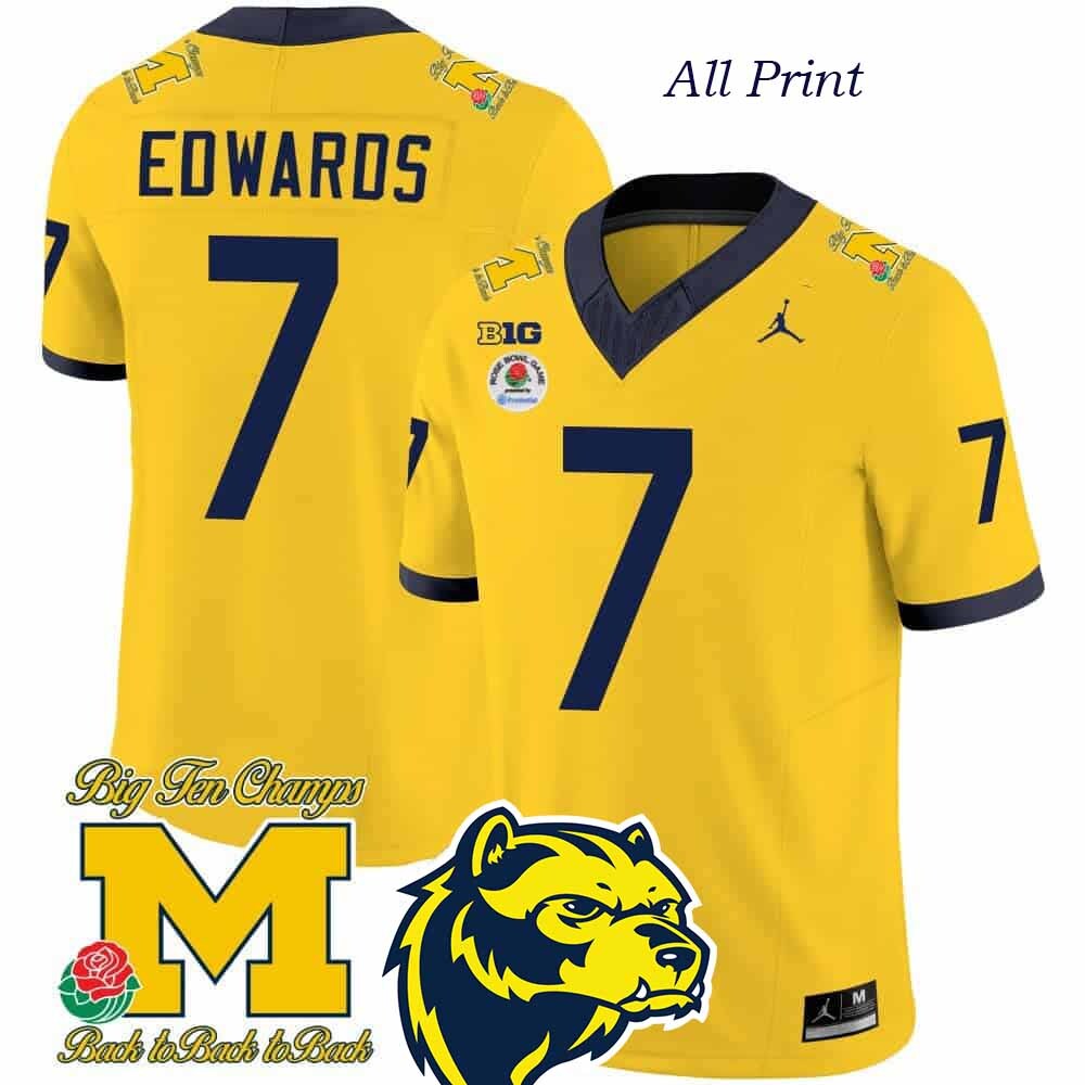 Michigan Wolverines Donovan Edwards Rose Bowl #7 Replica Football Jersey