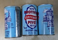 Pivo Beer Steel Cans - 6-PACK Pull Tabs - Protivin Iowa - 1978 Centennial