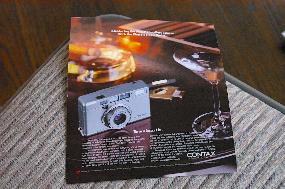 Amazing New Contax brochure for Tix APS camera with Zeiss 28mm T* lens no  T3 T2