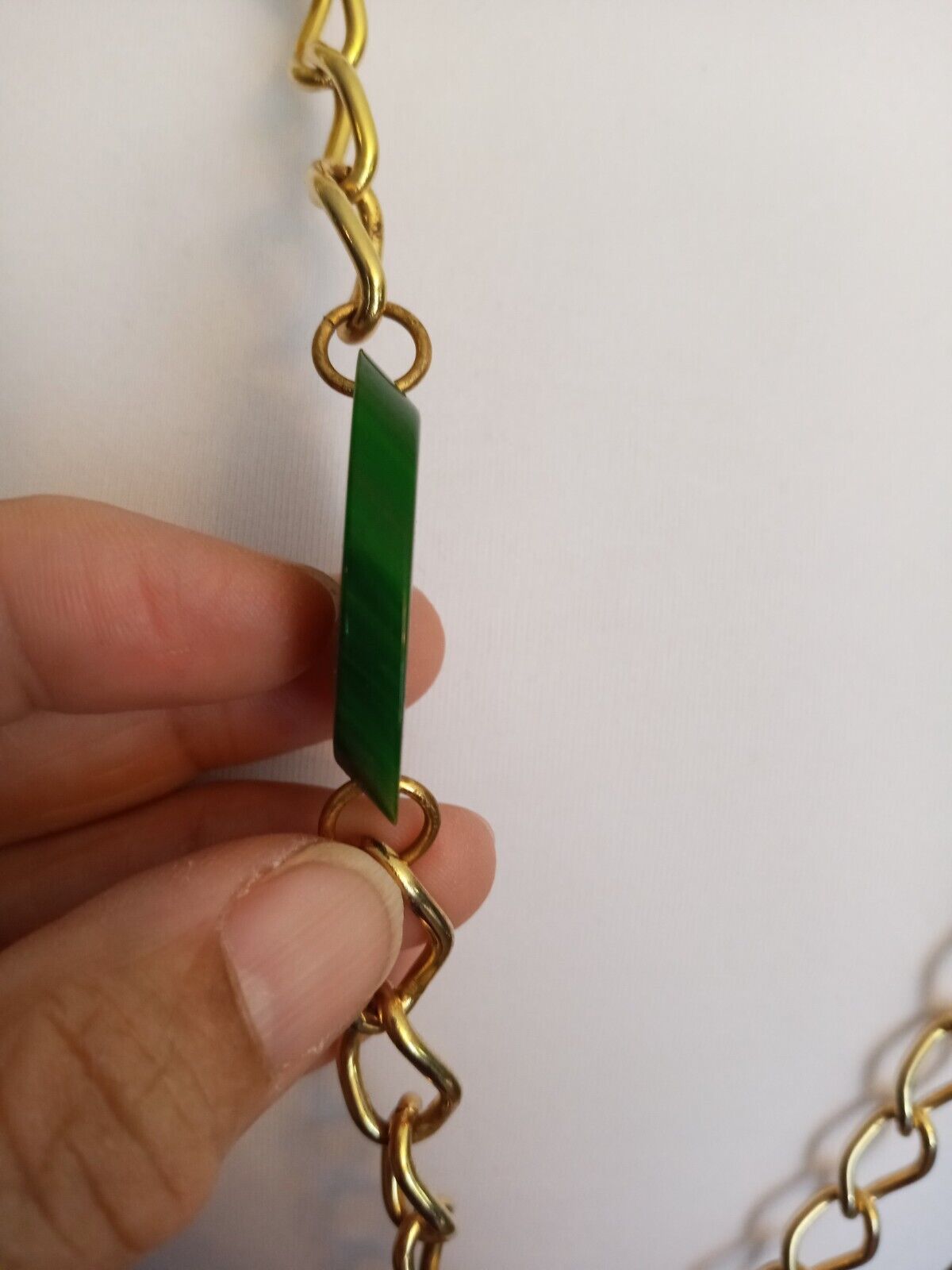 Chunky Vintage Oval Bakelite Green Spinach Chain … - image 4