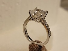 Sterling Silver Moissanite Cushion Cut Solitaire Engagement 6ctw Ring Size 8