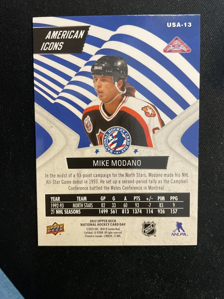 2022 UD National Hockey Card Day American Icons USA-13 Mike Modano - Image 2 of 2