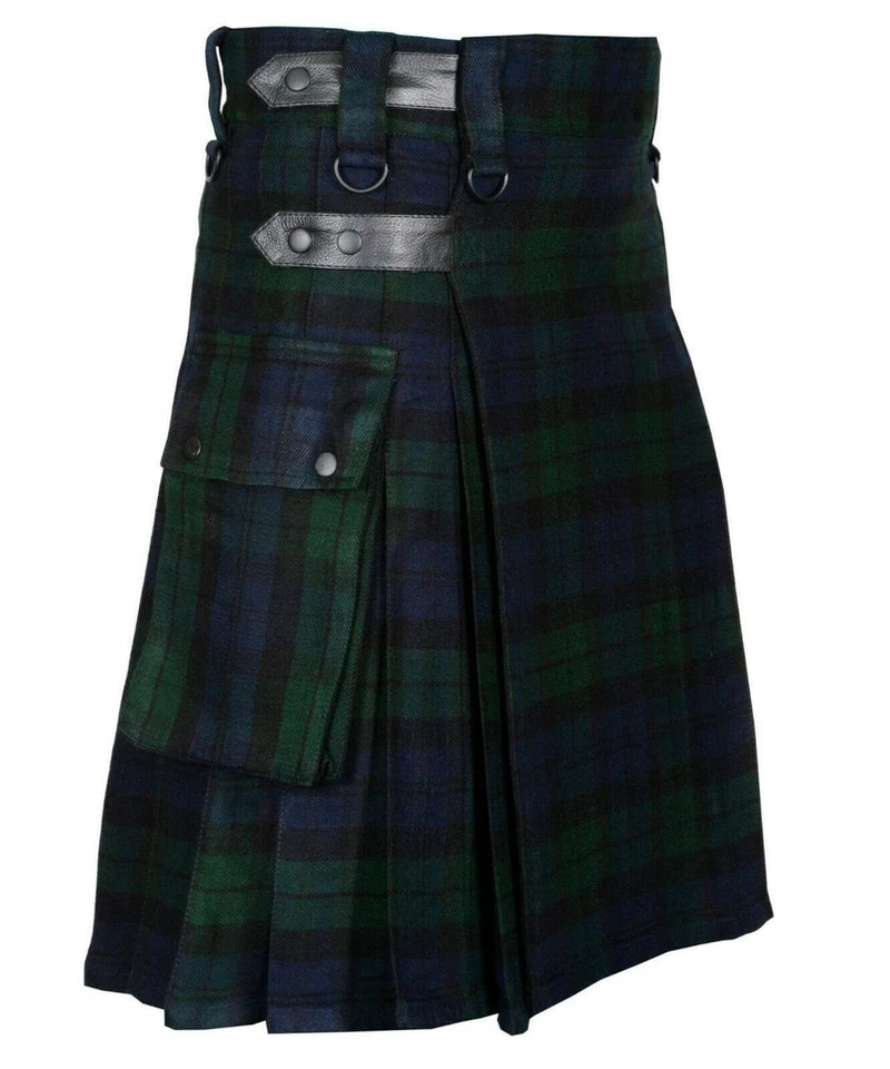 Scottish Men's Tartan Utility Pockets Kilt Traditional Handmade Wedding Kilts. - image 2 of 4