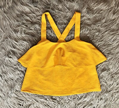 Madewell Texture And Thread Flouncy Yellow Cross Back Tank Top Size S Tiered