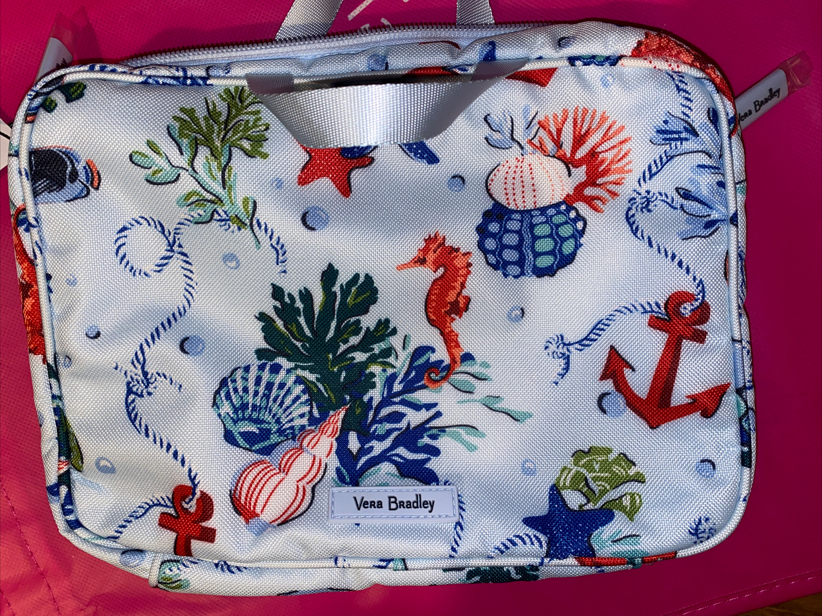 NEW NWT Vera Bradley Lighten Up Zip Around Cosmetic Bag Anchors Aweigh