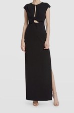 $355 ONE33 Social Women's Black Front-Twist Cutout Crepe Gown Dress Size 10