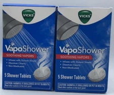 2PK Vicks VapoShower Soothing Vapors ~ 5 TABLETS EACH ~ FAST SHIPPING ~ NEW